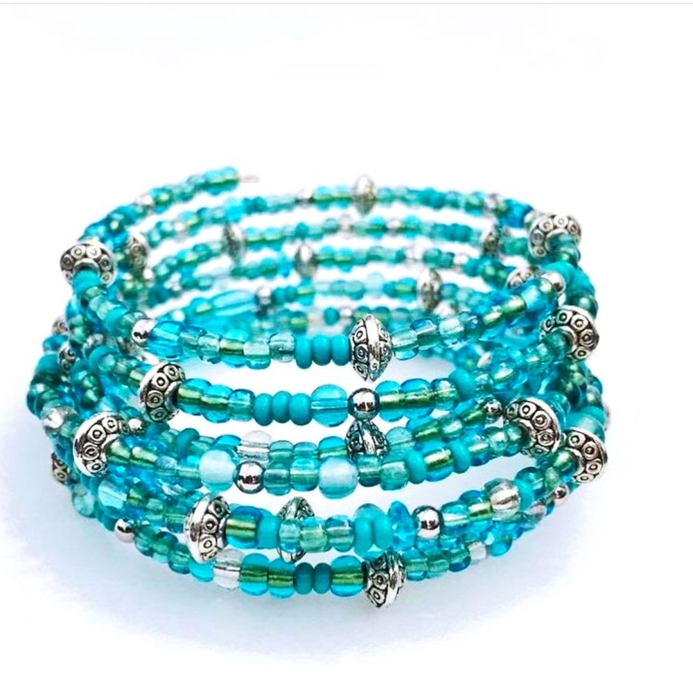 Infinity wrap bracelet Teals & silver
